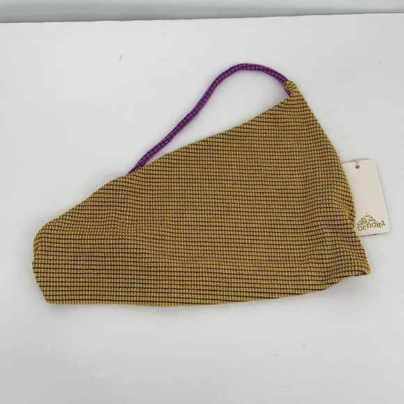 Agua Bendita Pacifico Tulip vini one shoulder bikini top swim gold purple new 2X - Picture 2 of 6